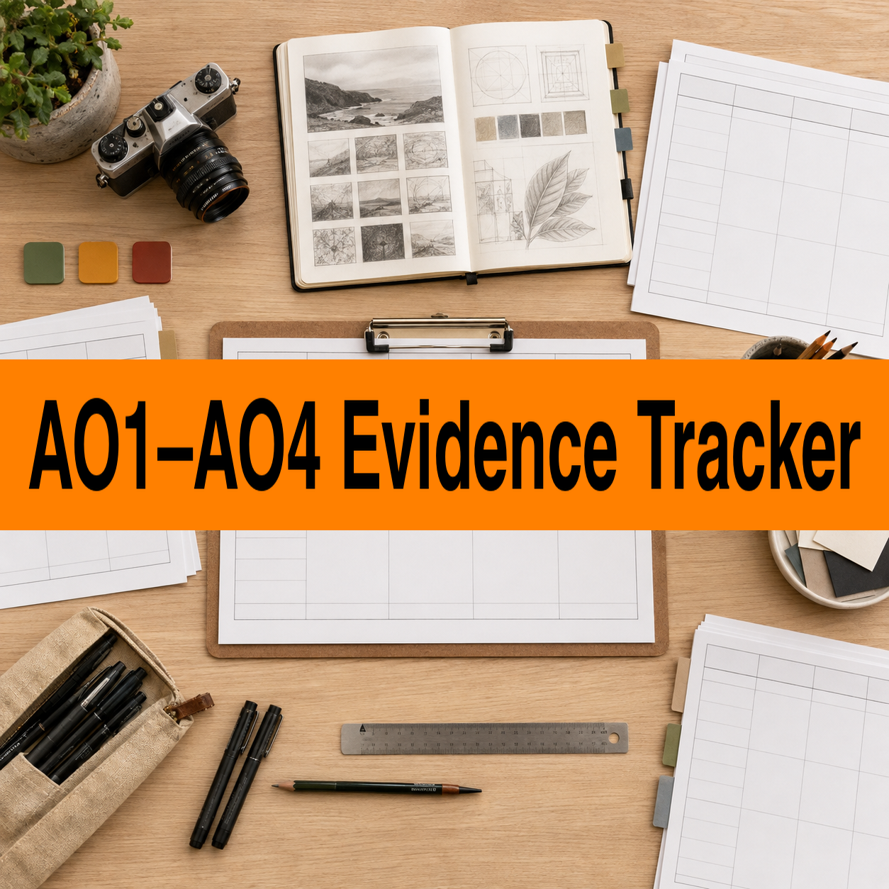 AO1-AO4 Evidence Tracker for GCSE and A Level Art and Design teachers
