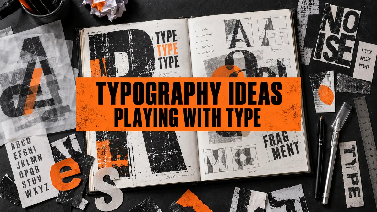 Graphic Communication typography sketchbook with experimental letterforms and the title Typography Ideas: Playing with Type